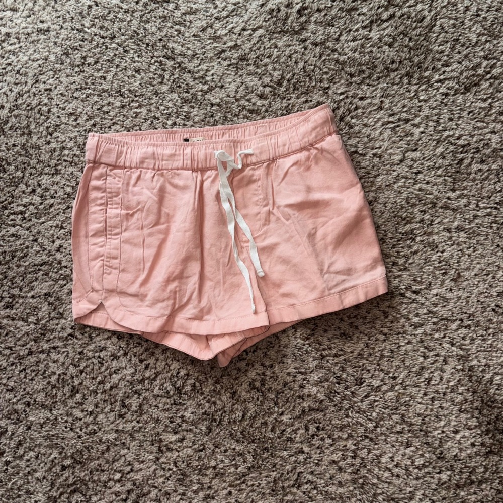 Roxy Peach Pink Drawstring Elastic Waist Beach Shorts Women Medium Dolphin Hem